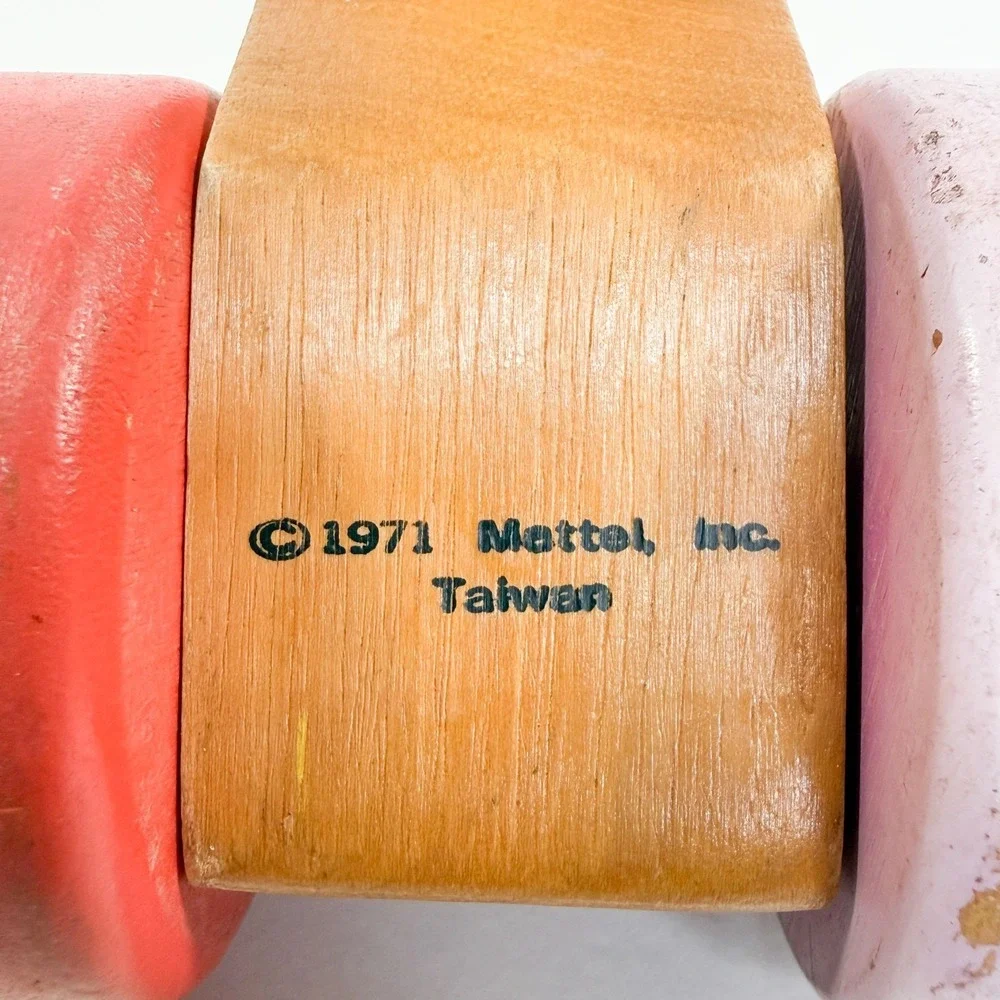 Vintage 1971 Mattel Wooden Toy Car‎ Toddler Push Pull Vehicle Taiwan